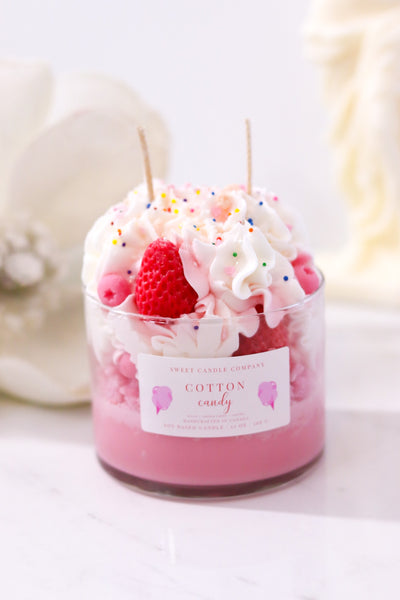 Unique Cotton Candy Ice Cream Candle with Pink or Blue Macaron, Cotton  Candy Ice Cream Soy Wax Dessert Candle