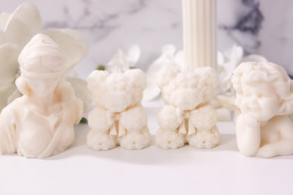 Bow Tie Rose Bear Candle Set