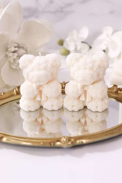 Bow Tie Rose Bear Candle Set