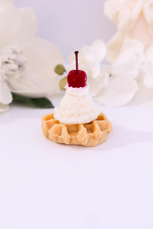 Decorative Cherry Ice Cream Waffle Candle