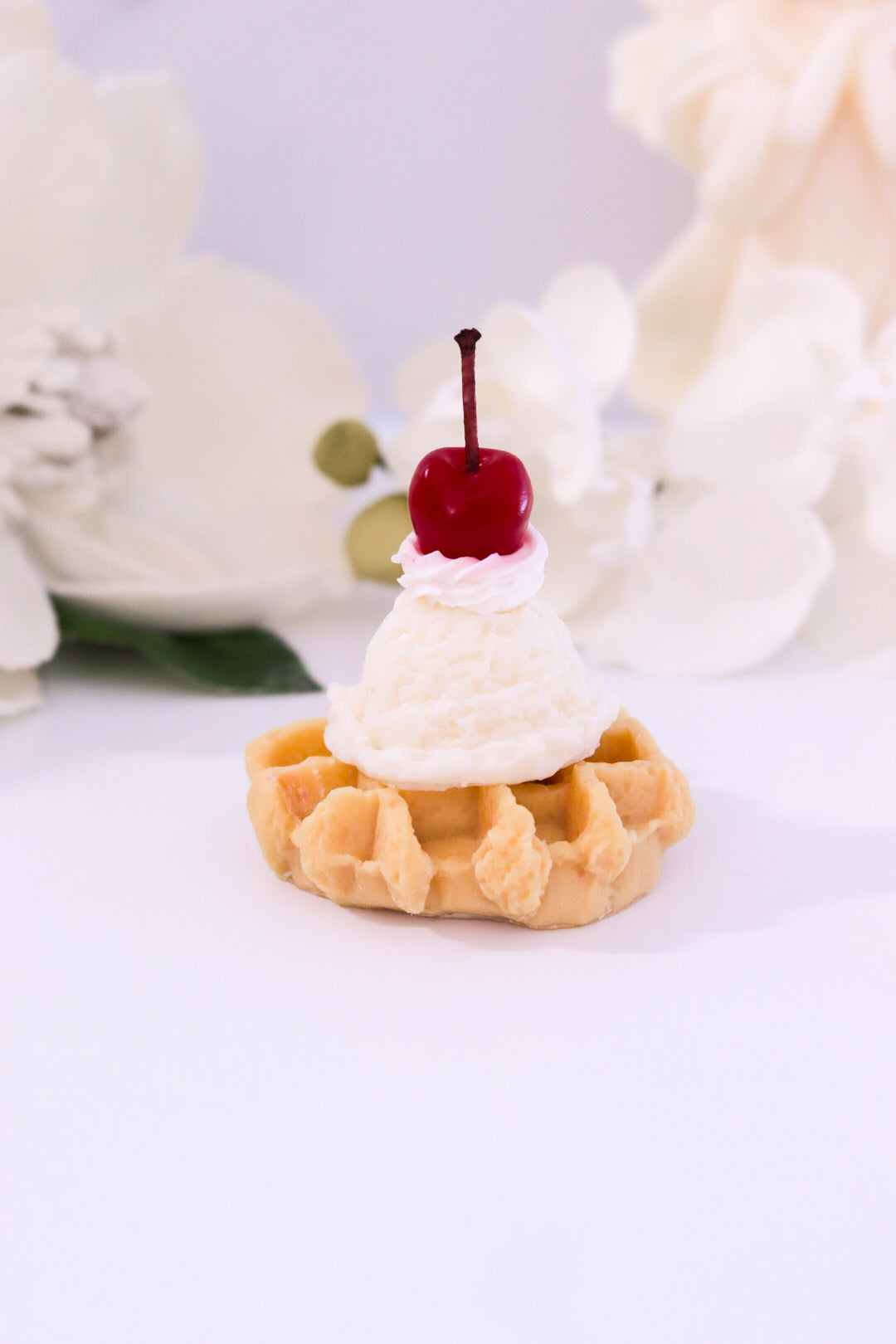 Decorative Cherry Ice Cream Waffle Candle