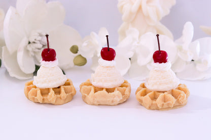 Decorative Cherry Ice Cream Waffle Candle