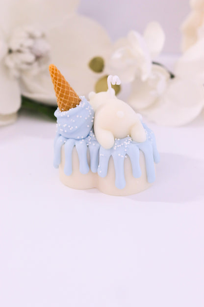 Decorative Small Polar Bear Cake Candle (Blue)