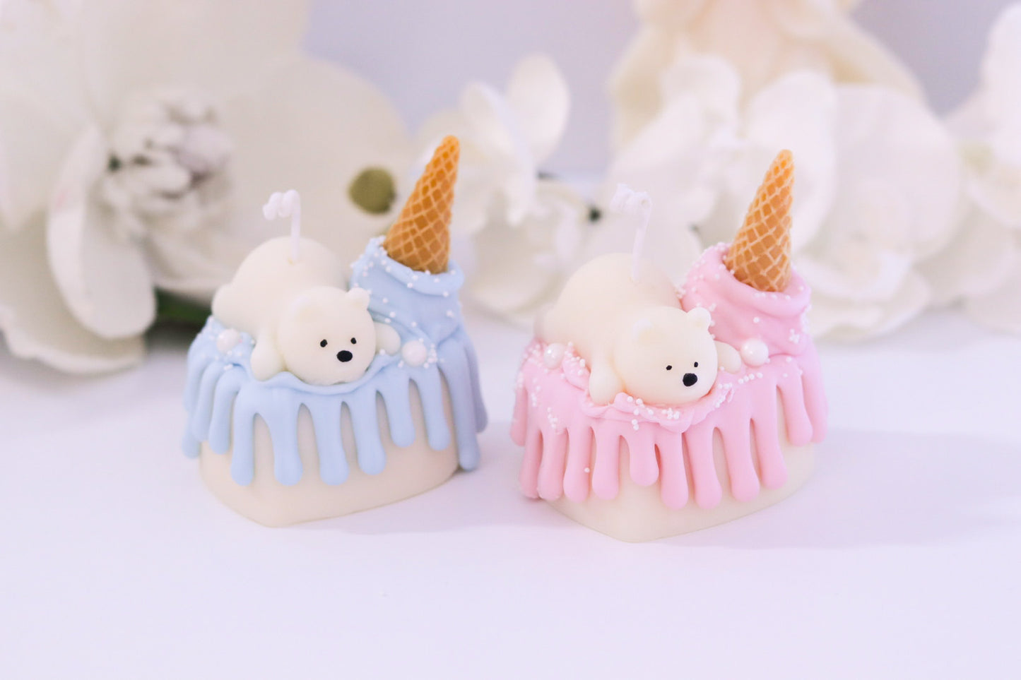 Decorative Small Polar Bear Cake Candle (Blue)