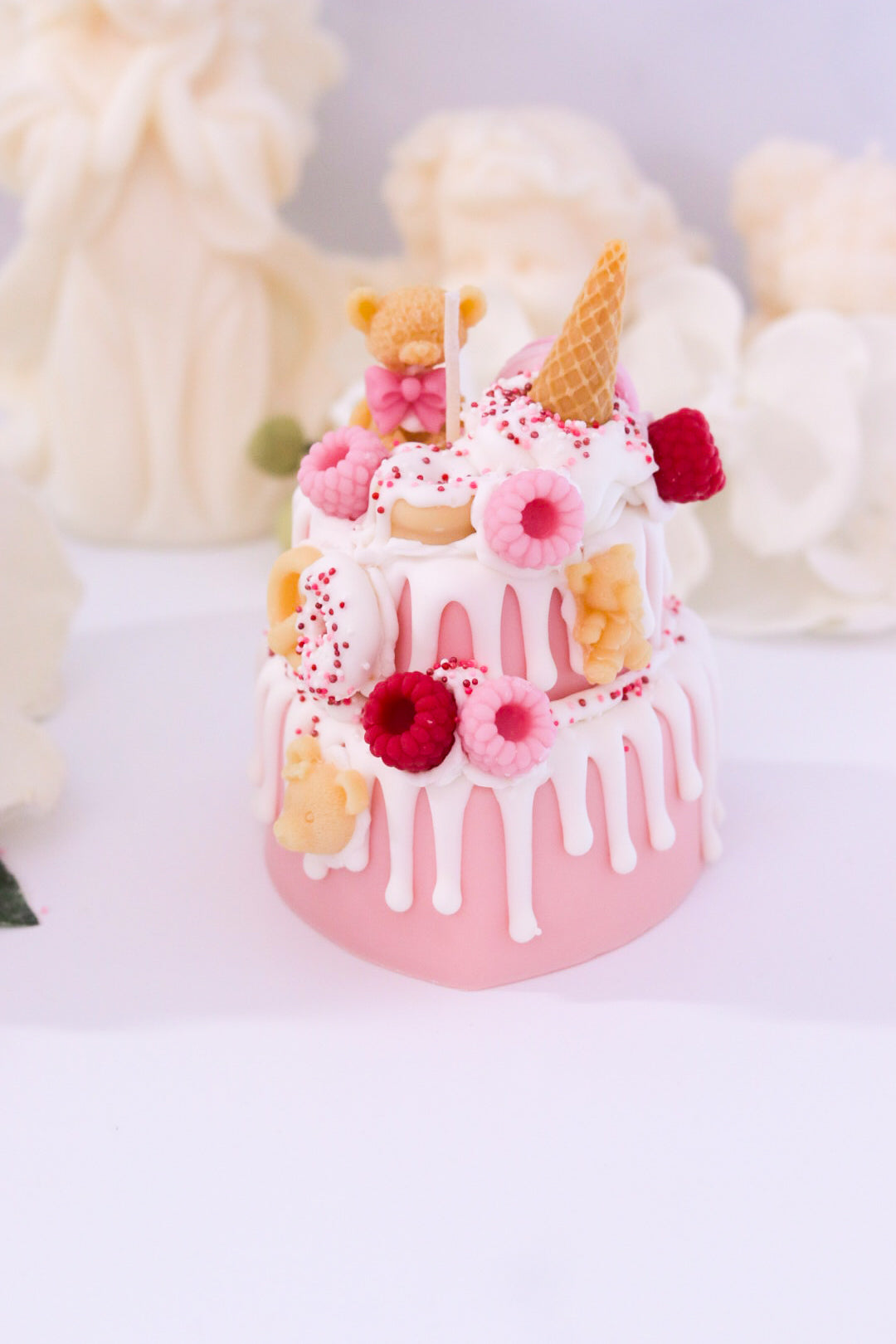 Decorative Heart-Shaped Two-Tier Cake Candle