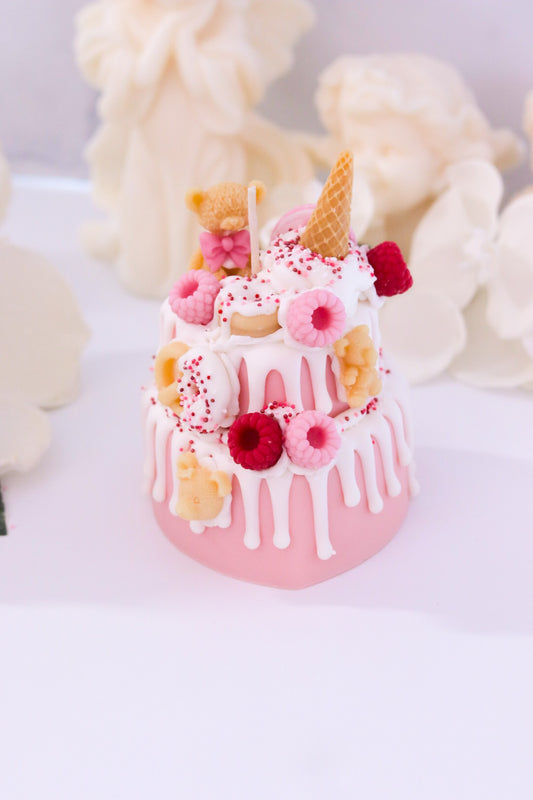 Decorative Heart-Shaped Two-Tier Cake Candle