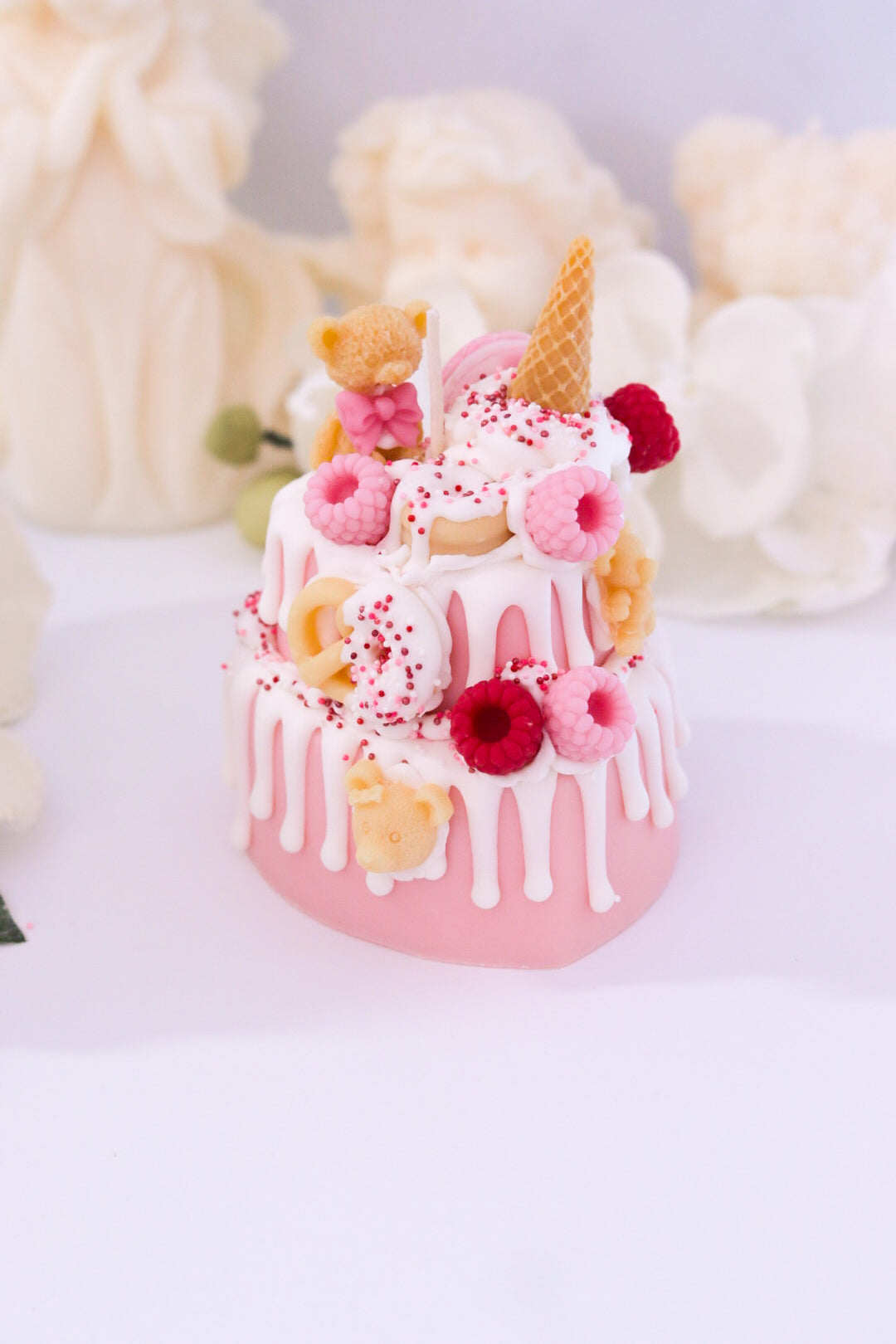 Decorative Heart-Shaped Two-Tier Cake Candle