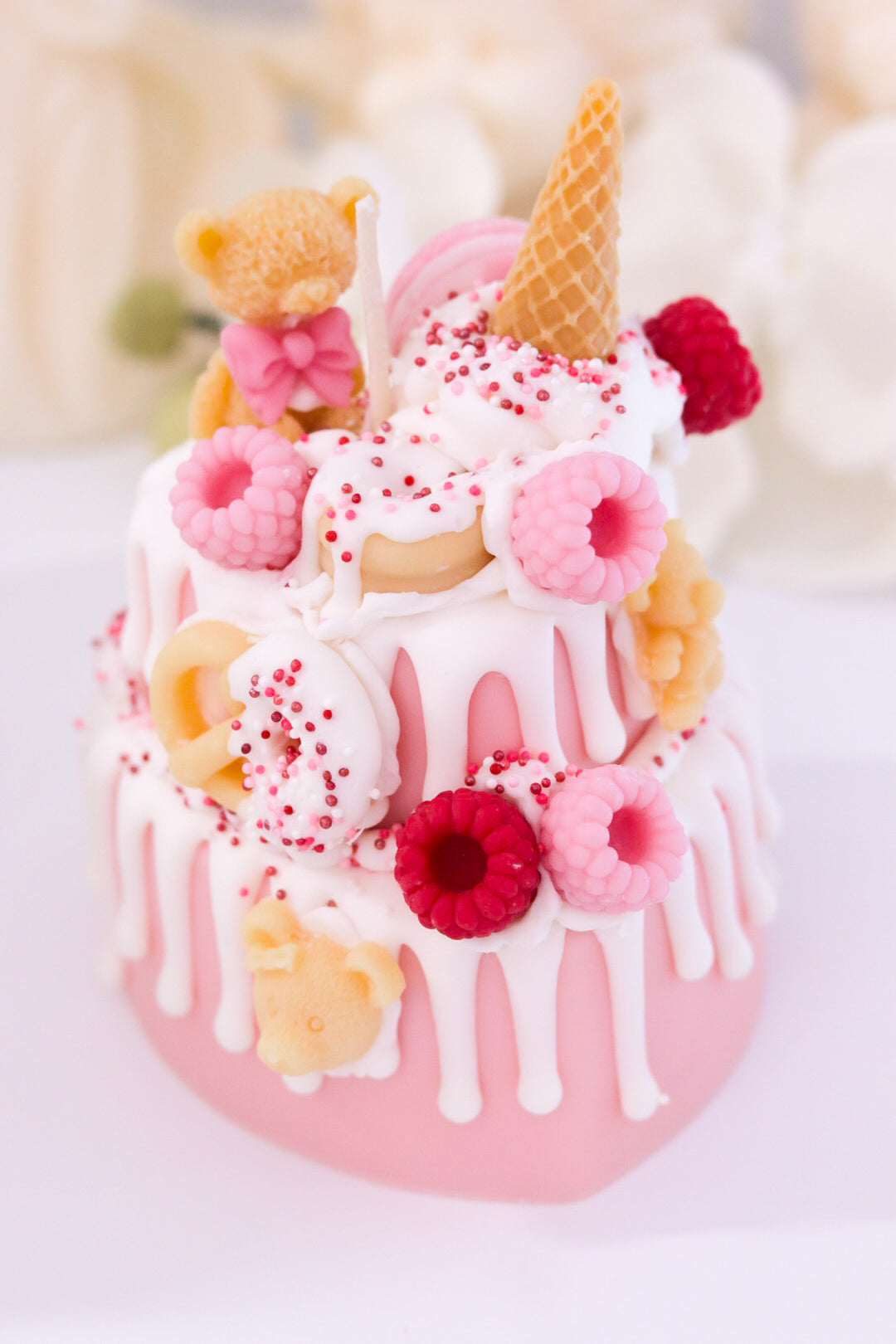 Decorative Heart-Shaped Two-Tier Cake Candle