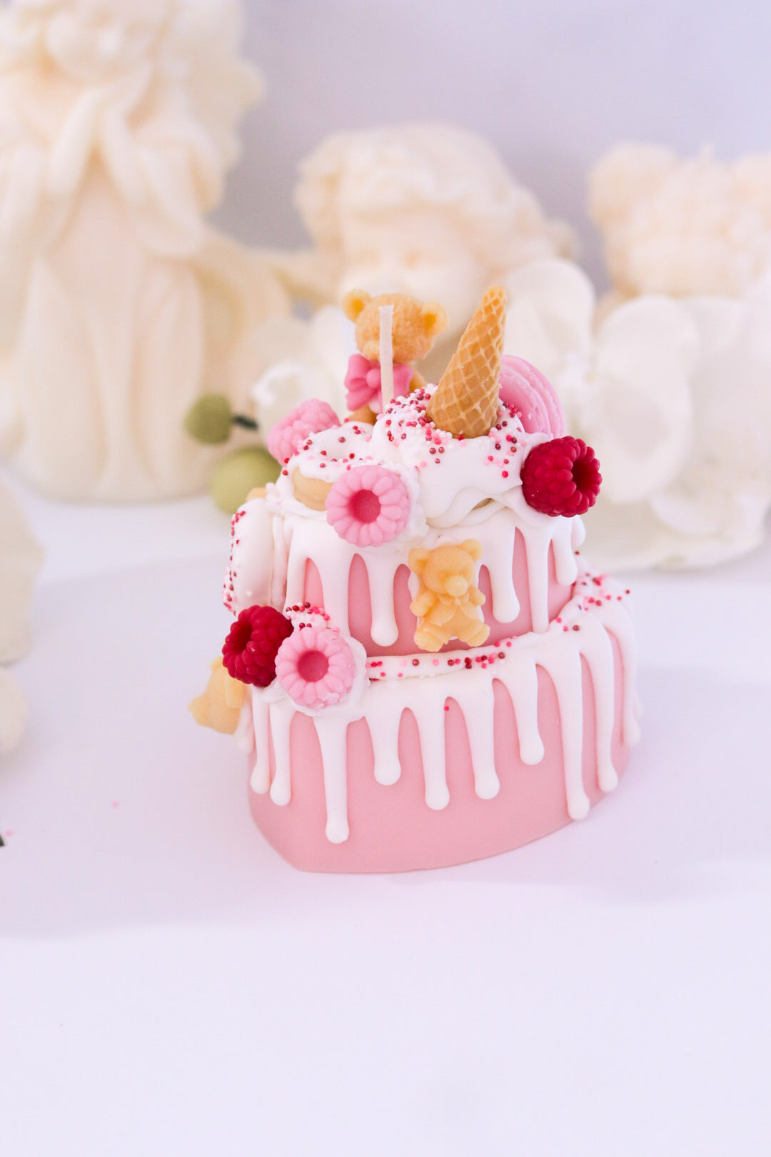 Decorative Heart-Shaped Two-Tier Cake Candle