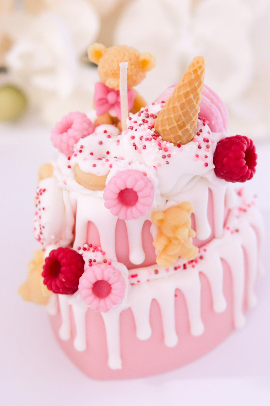 Decorative Heart-Shaped Two-Tier Cake Candle