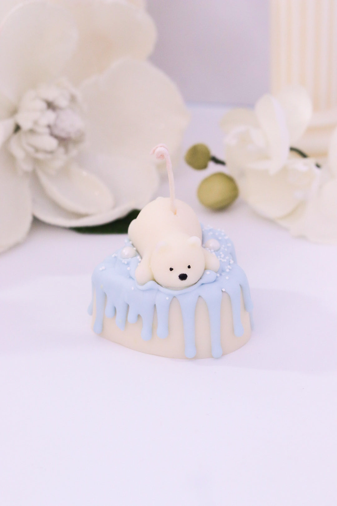 Decorative Small Polar Bear Cake Candle (Blue)