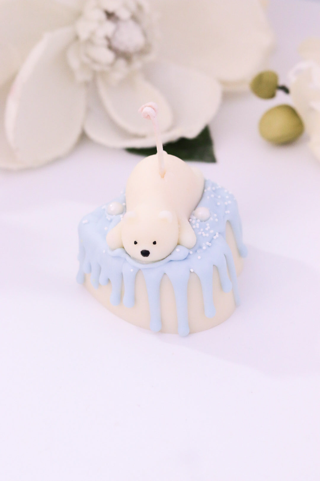 Decorative Small Polar Bear Cake Candle (Blue)