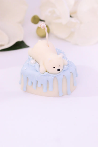 Decorative Small Polar Bear Cake Candle (Blue)