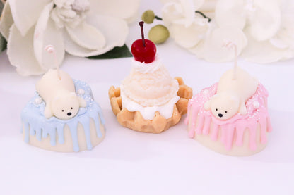 Decorative Small Polar Bear Cake Candle (Pink)