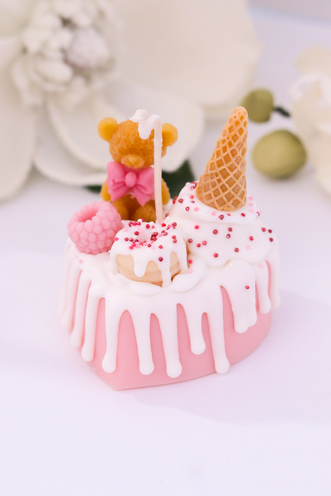 Decorative Small Heart-Shaped Cake Candle