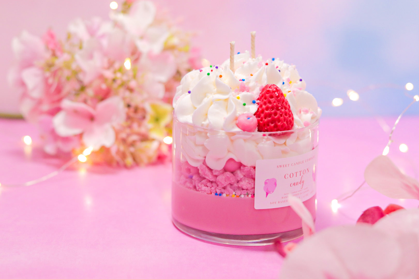 Indulge in the Sweet Delight of Cotton Candy with Our Large 3-Wick